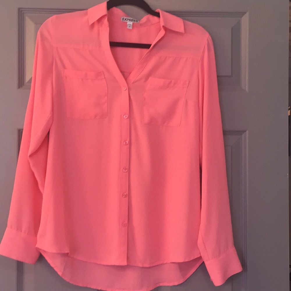 Express pink love sleeve portofino shirt